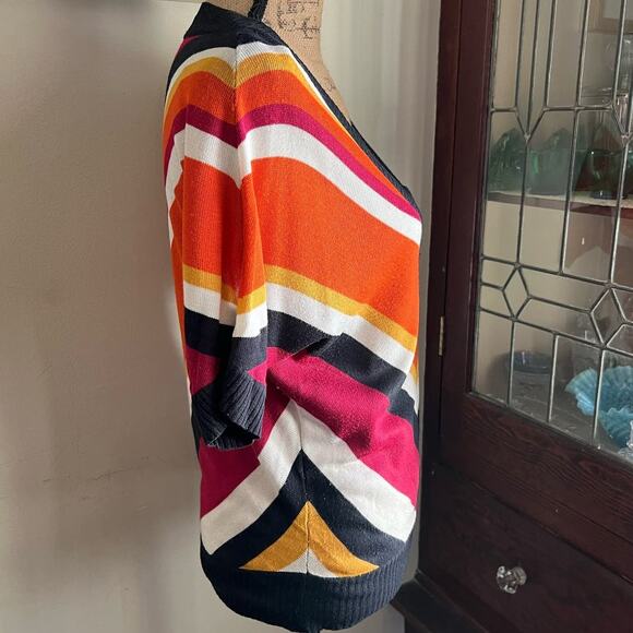 Y2K Vintage New York & Company Chevron Stripe Sweater Top Size S V-Neck Preppy - Picture 6 of 17